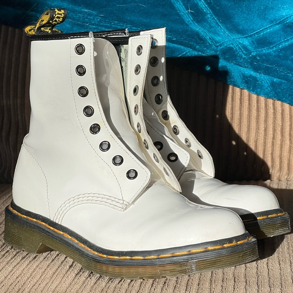 White Doc Martens White Combat Boots